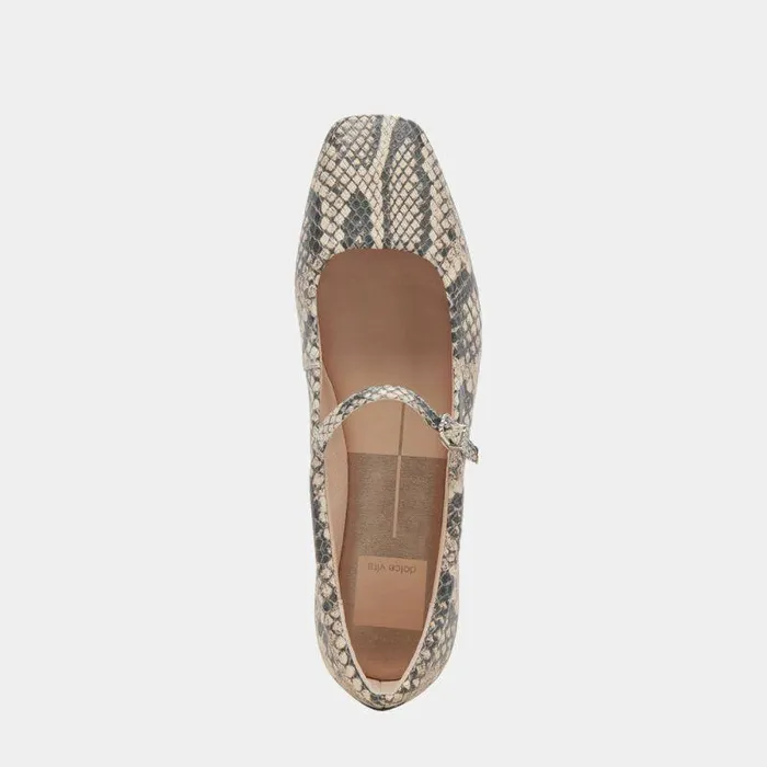 Flats and Loafers Shop Dolce Vita Reyes Ballet Flats Black White Snake Embossed Snake Ballet Flats Black White Snake Embossed