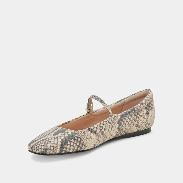 Flats and Loafers Shop Dolce Vita Reyes Ballet Flats Black White Snake Embossed Snake Ballet Flats Black White Snake Embossed