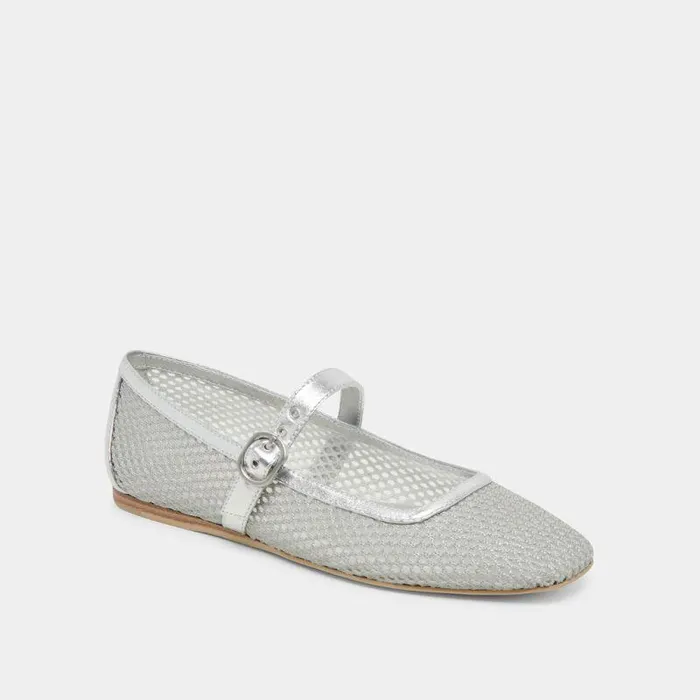 Flats and Loafers Shop Dolce Vita Rodni Mesh Ballet Flats Silver Woven Mesh Silver Woven Mesh