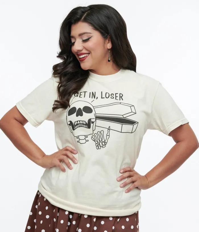 Get In Loser Unisex Graphic Tee ClothingHalloweenPlus Unique Vintage Graphic Tees