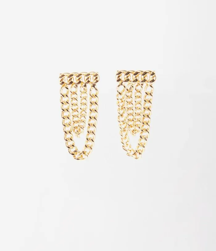 Gold Curb Chain Link Earrings Accessories Unique Vintage Earrings