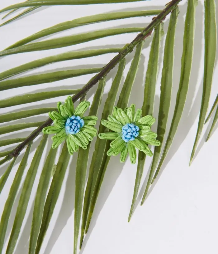 Green Flower Earrings Accessories Unique Vintage Earrings