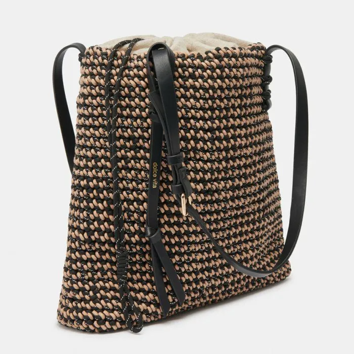 Handbags Shop Dolce Vita Allison Tote Black Natural Woven Black Natural Woven