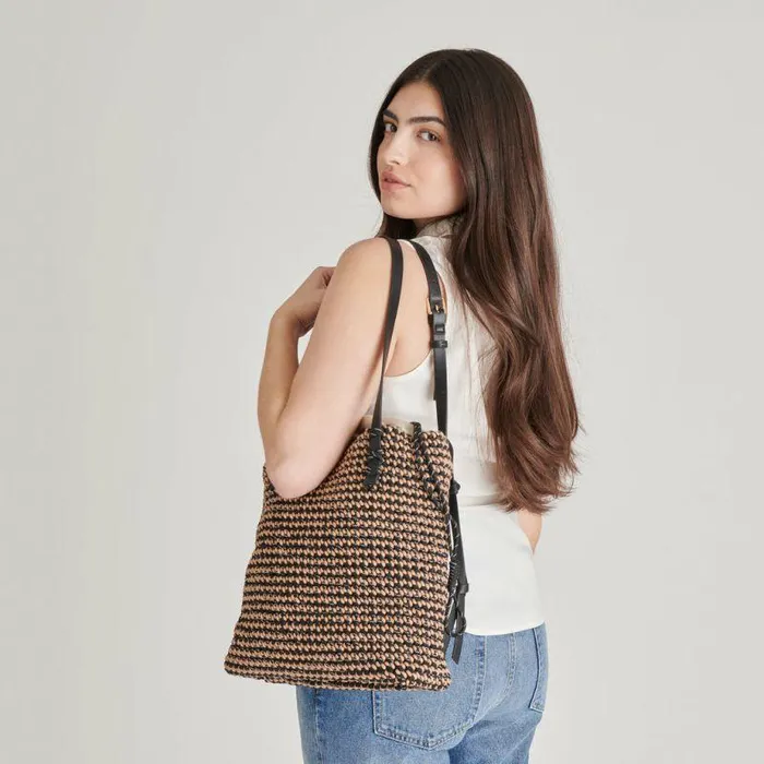 Handbags Shop Dolce Vita Allison Tote Black Natural Woven Black Natural Woven