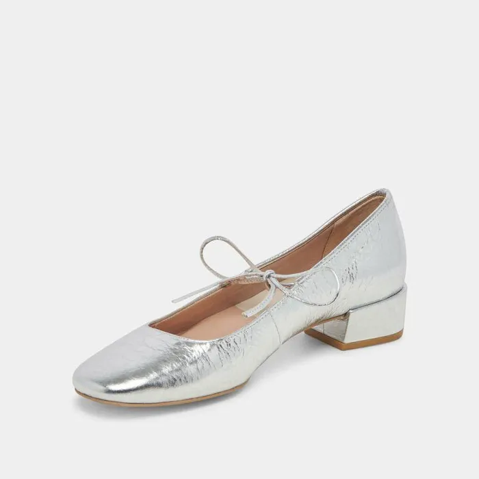 Heels Shop Dolce Vita Ardien Heels Silver Crinkle Patent Silver Crinkle Patent