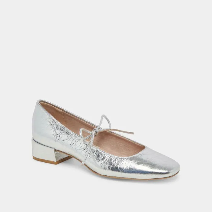 Heels Shop Dolce Vita Ardien Heels Silver Crinkle Patent Silver Crinkle Patent