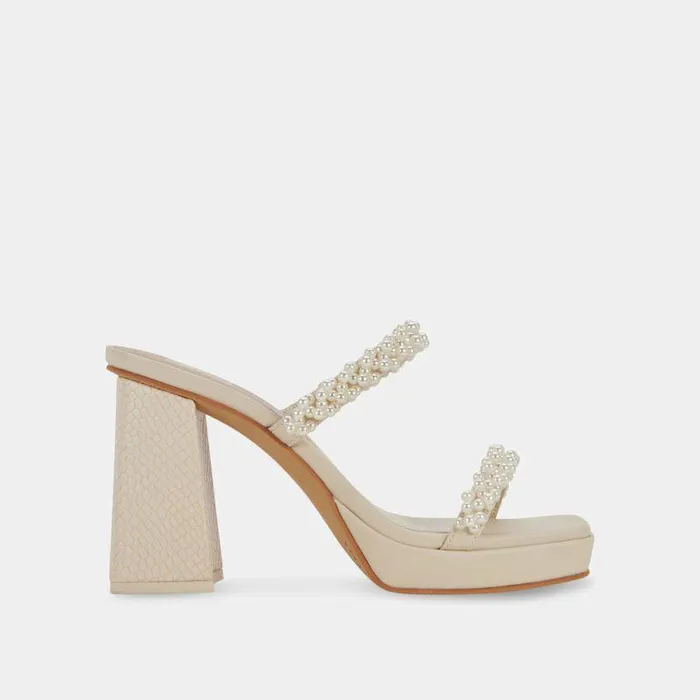Heels Shop Dolce Vita Ariele Platform Heels Vanilla Pearls Block Heeled Sandals Vanilla Pearls