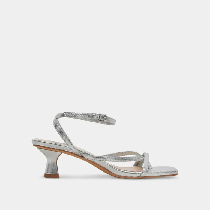 Heels Shop Dolce Vita Baylor Heels Silver Metallic Leather Silver Leather Heels Silver Metallic Leather