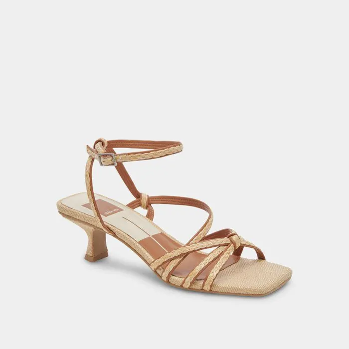 Heels Shop Dolce Vita Bev Braid Wide Heels Brown Natural Jute Brown Natural Jute