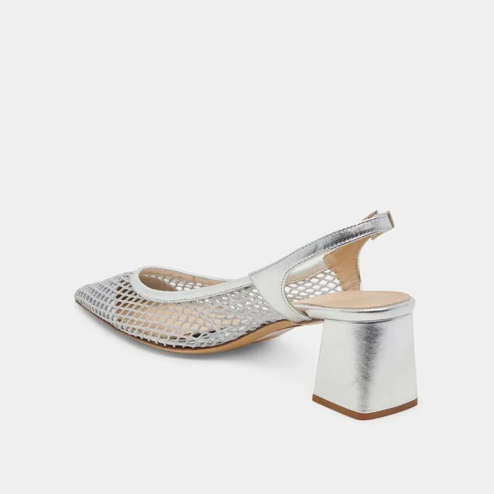 Heels Shop Dolce Vita Blondi Heels Silver Mesh Silver Mesh