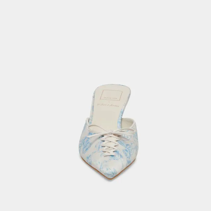 Heels Shop Dolce Vita Camile Wide Heels Blue Floral Fabric Blue Floral Fabric