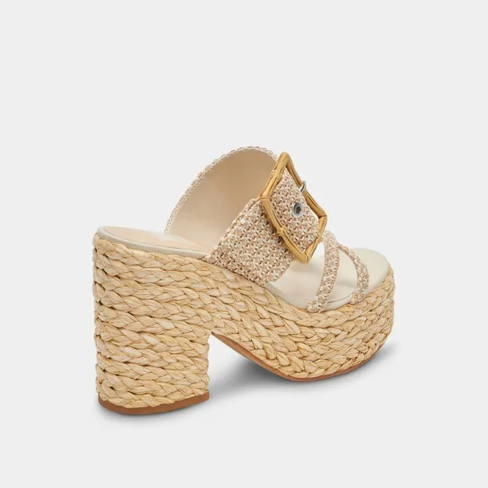 Heels Shop Dolce Vita Edwina Heels White Natural Raffia White Natural Raffia