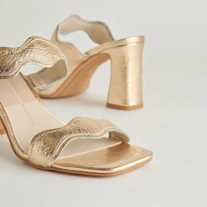 Heels Shop Dolce Vita Ilva Heels Gold Distressed Leather Leather Heels Gold Distressed Leather