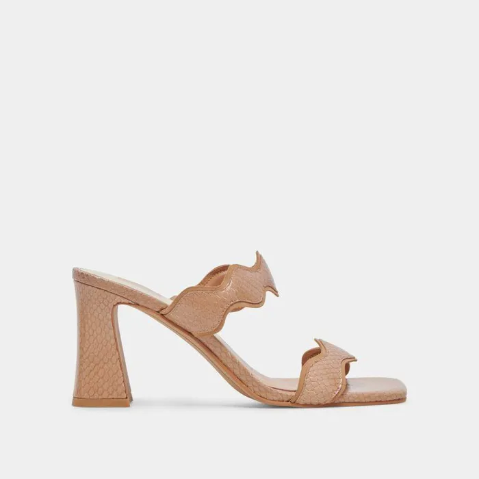 Heels Shop Dolce Vita Ilva Heels Toffee Embossed Leather Leather Heels Toffee Embossed Leather
