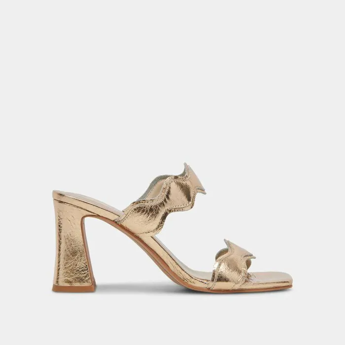 Heels Shop Dolce Vita Ilva Wide Heels Gold Distressed Leather Gold Wide Leather Heels Gold Distressed Leather