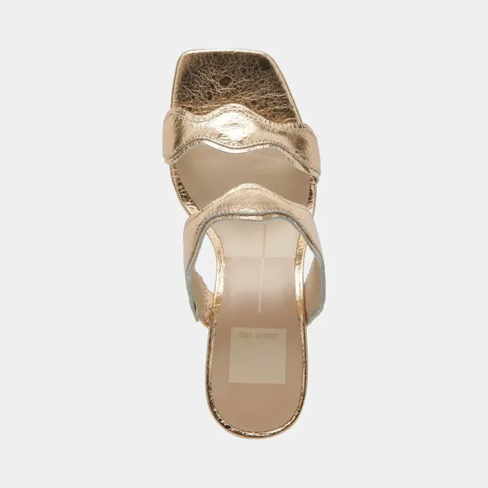 Heels Shop Dolce Vita Ilva Wide Heels Gold Distressed Leather Gold Wide Leather Heels Gold Distressed Leather