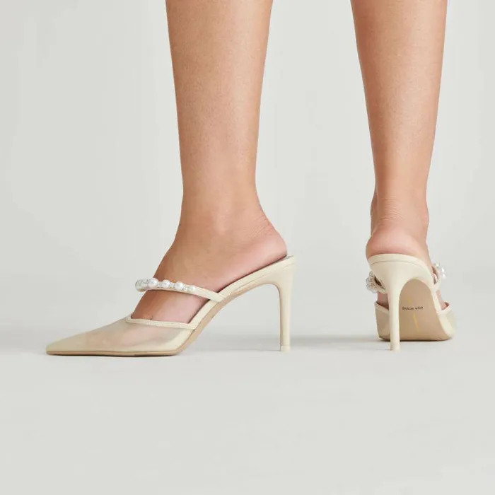 Heels Shop Dolce Vita Kaysie Pearl Heels Ivory Mesh Ivory Mesh