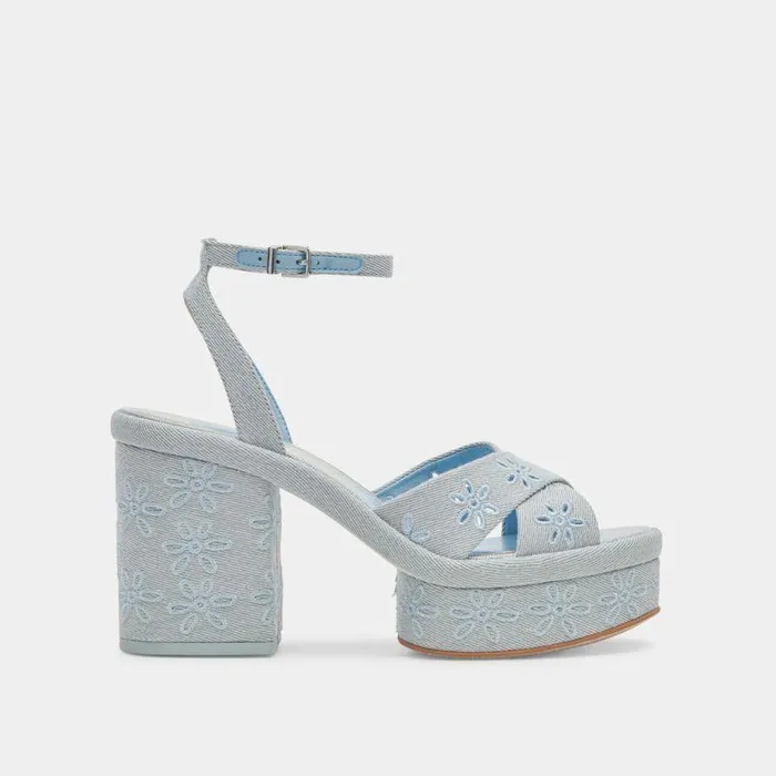 Heels Shop Dolce Vita Laisha Heels Light Blue Floral Eyelet Light Blue Floral Eyelet