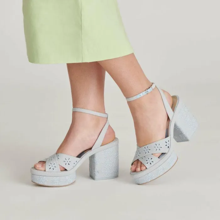 Heels Shop Dolce Vita Laisha Heels Light Blue Floral Eyelet Light Blue Floral Eyelet