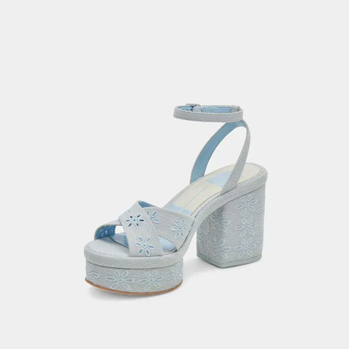 Heels Shop Dolce Vita Laisha Heels Light Blue Floral Eyelet Light Blue Floral Eyelet