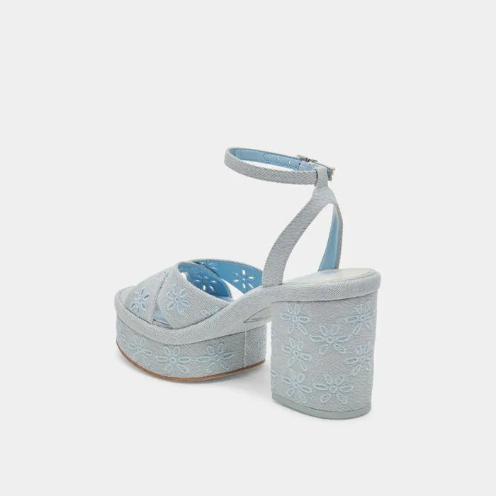 Heels Shop Dolce Vita Laisha Heels Light Blue Floral Eyelet Light Blue Floral Eyelet