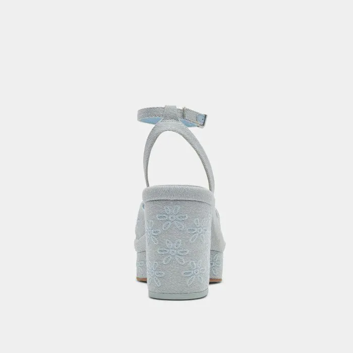Heels Shop Dolce Vita Laisha Heels Light Blue Floral Eyelet Light Blue Floral Eyelet