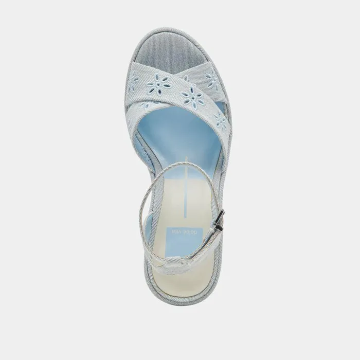 Heels Shop Dolce Vita Laisha Heels Light Blue Floral Eyelet Light Blue Floral Eyelet