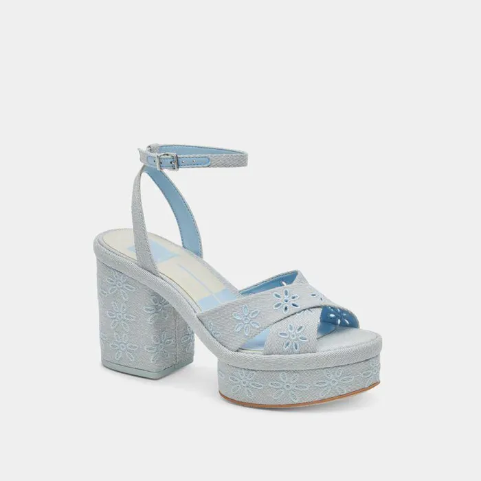 Heels Shop Dolce Vita Laisha Heels Light Blue Floral Eyelet Light Blue Floral Eyelet
