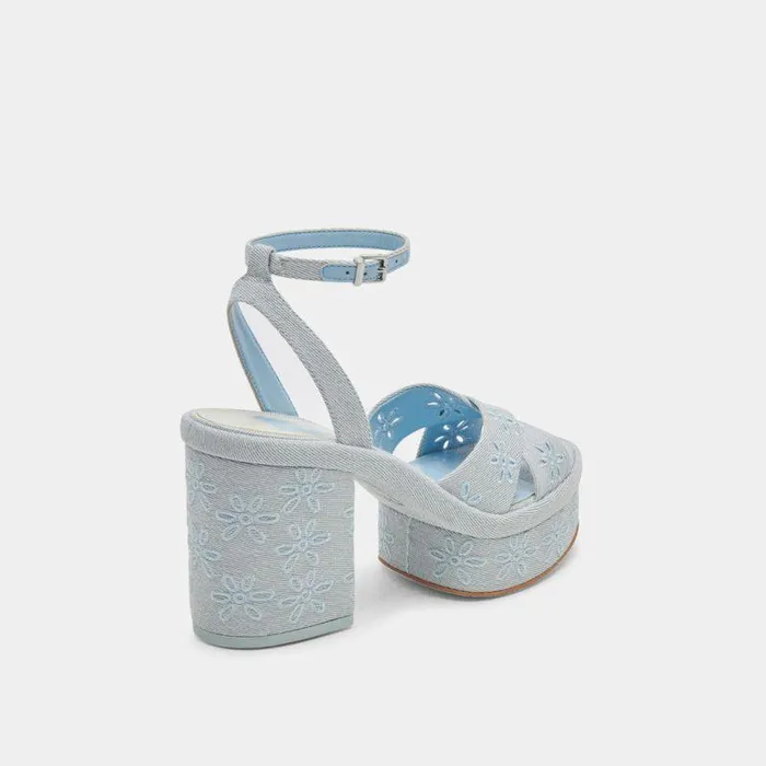 Heels Shop Dolce Vita Laisha Heels Light Blue Floral Eyelet Light Blue Floral Eyelet