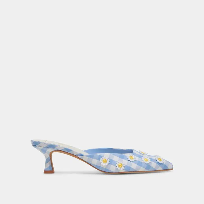 Heels Shop Dolce Vita Lilou Heels White Blue Gingham White Blue Gingham