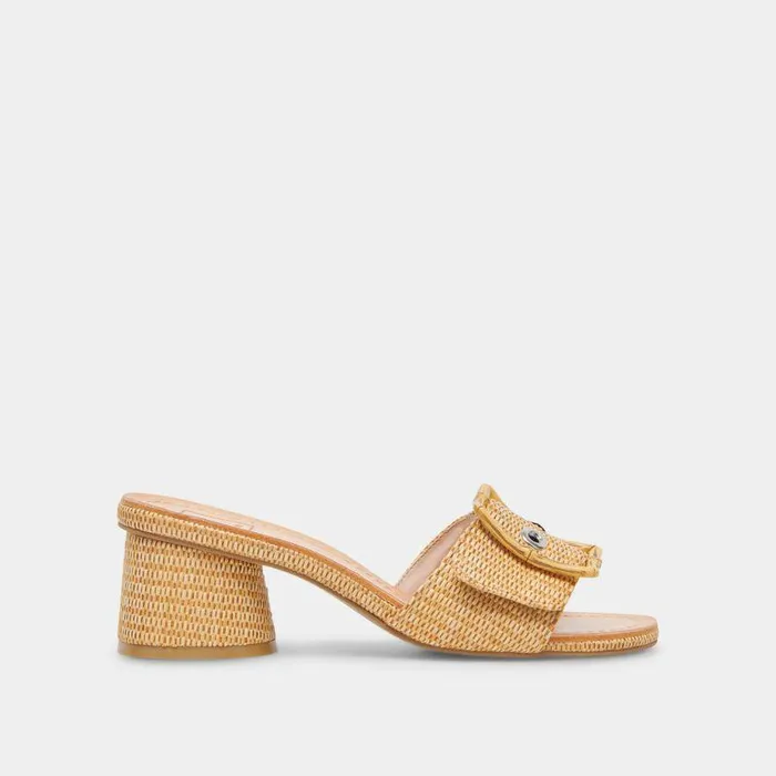 Heels Shop Dolce Vita Lucey Wide Heels Warm Natural Raffia Warm Natural Raffia