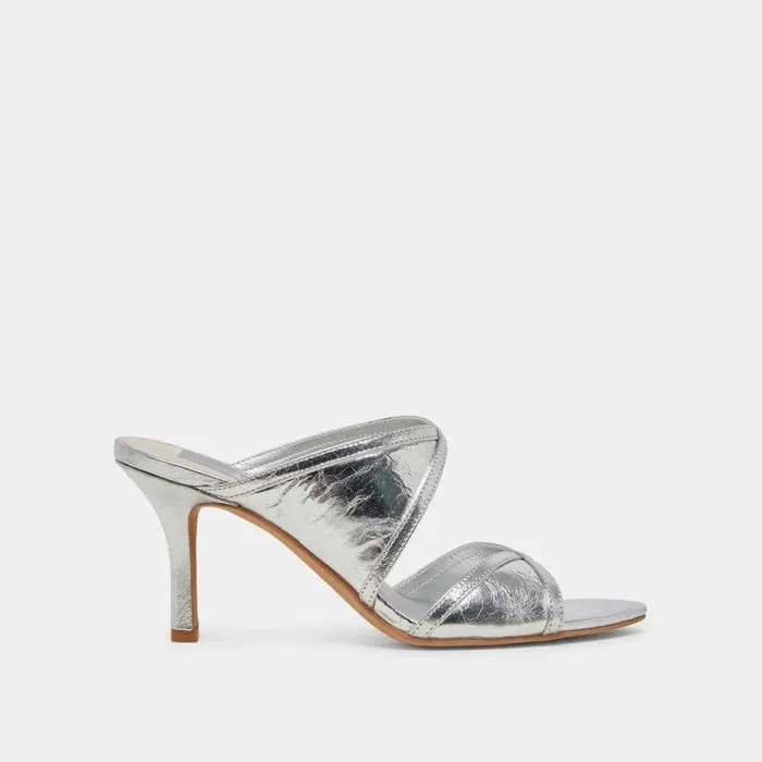 Heels Shop Dolce Vita Mandel Heels Silver Crinkle Patent Silver Crinkle Patent