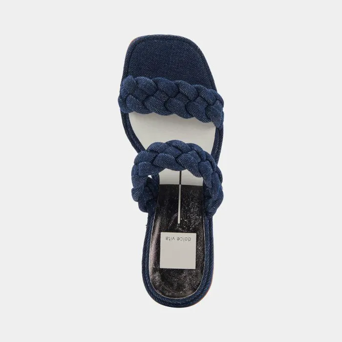 Heels Shop Dolce Vita Ronin Sandals Indigo Denim Braided Indigo Denim Sandals Indigo Denim