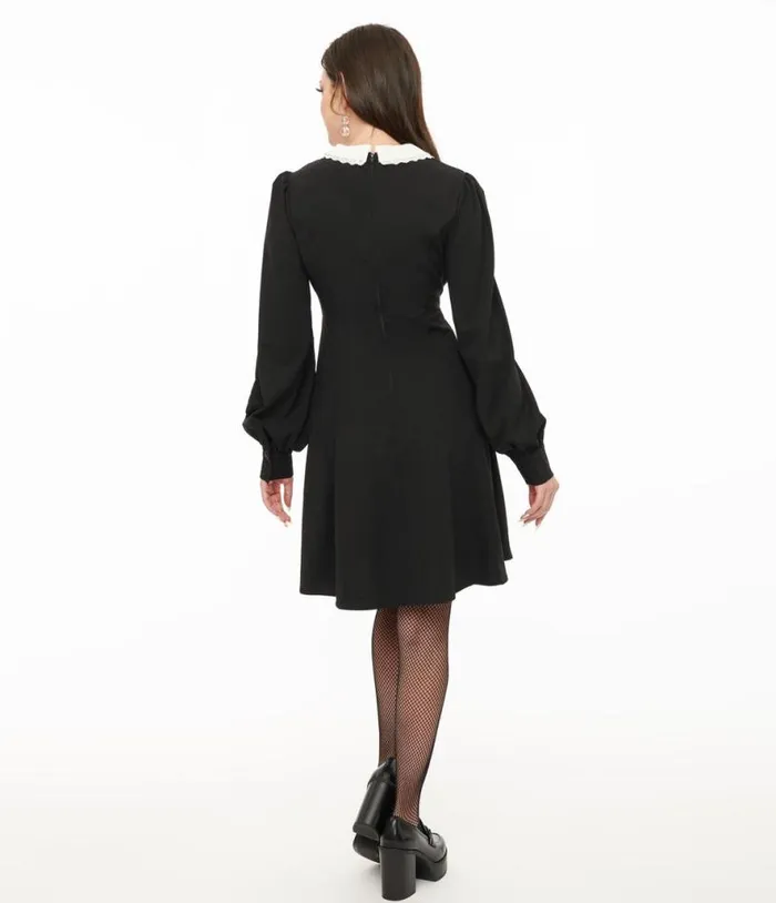 Hell Bunny 1960s Black Batilda Mini Dress Halloween Unique Vintage Dresses