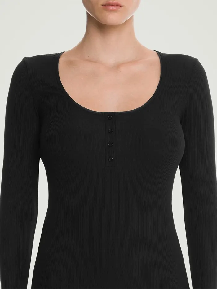 Henley Top Long Sleeves Black Women Wolford Longsleeve Shirts