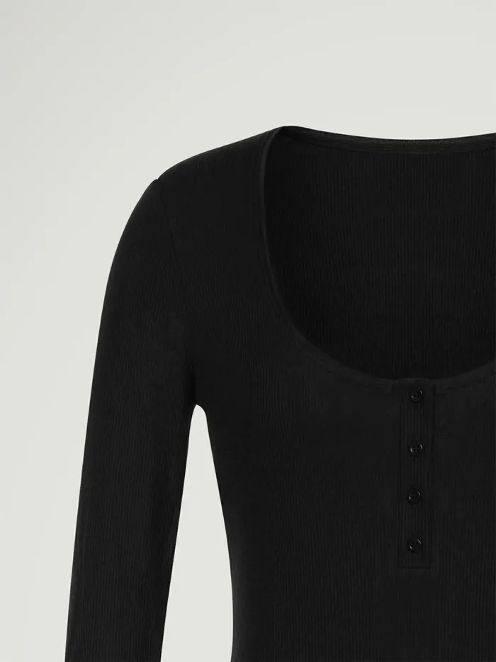 Henley Top Long Sleeves Black Women Wolford Longsleeve Shirts