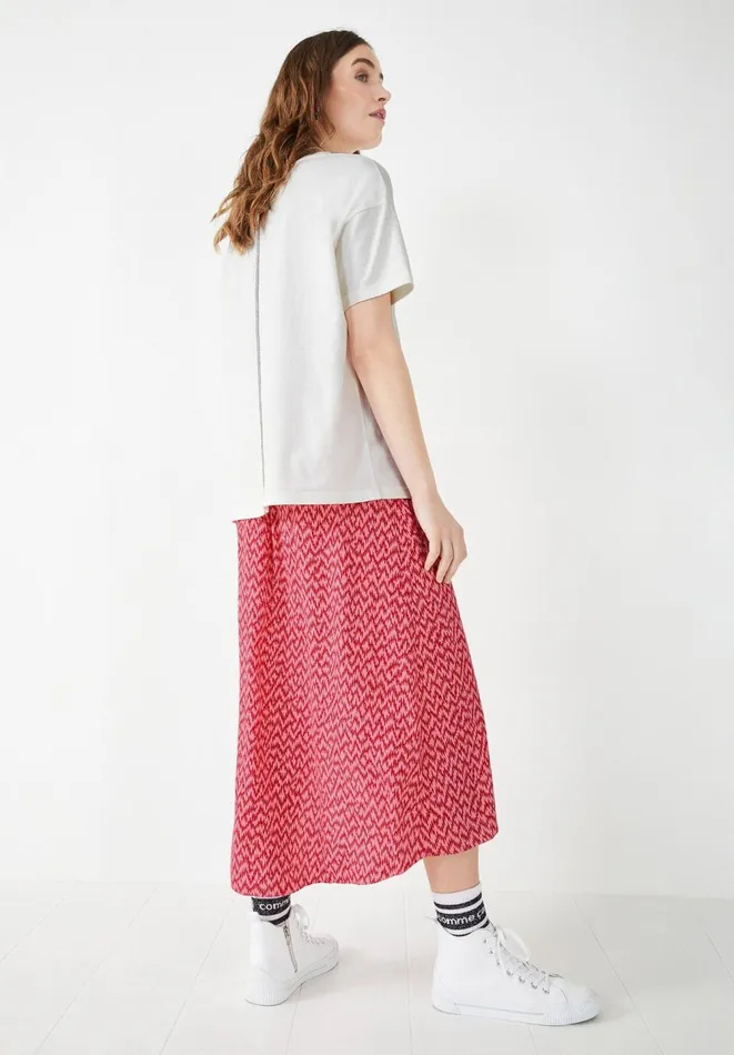 Hush Skirts Women Layered Midi Skirt Zig Zag Pinkred Hush Skirts Women Layered Midi Skirt Zig Zag Pinkred