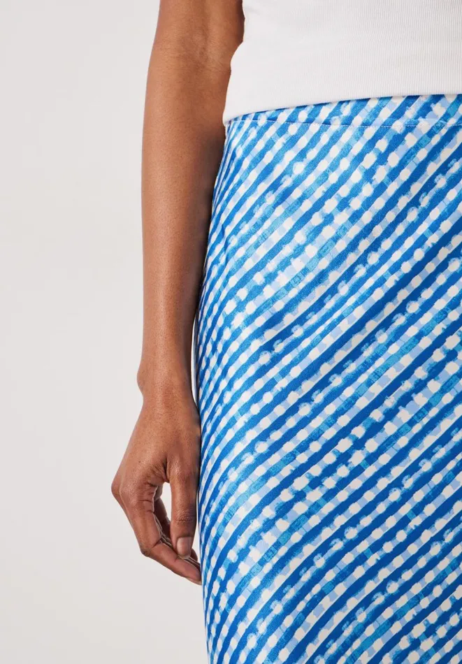 Hush Skirts Women Simone Slinky Midi Skirt Watercolour Gingham Dark Blue Hush Skirts Women Simone Slinky Midi Skirt Watercolour Gingham Dark Blue