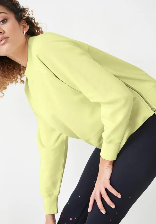 Hush Sweatshirts and Hoodies Women Ada Side Zip Sweatshirt Washed Neon Yellow Hush Sweatshirts and Hoodies Women Ada Side Zip Sweatshirt Washed Neon Yellow