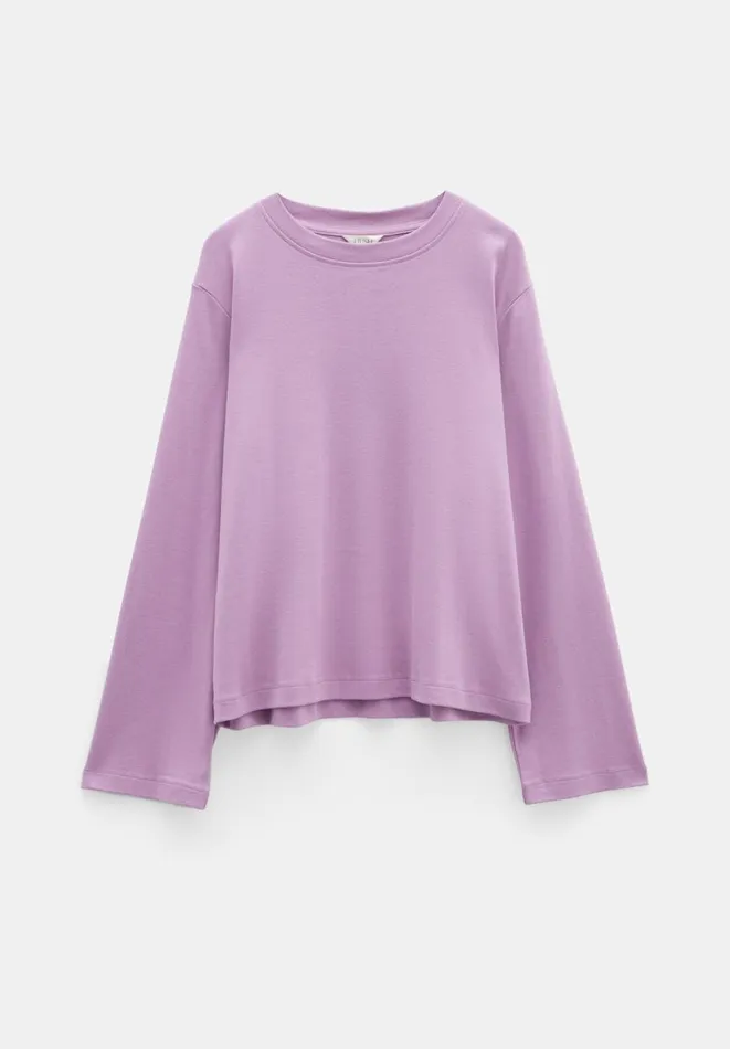 Hush Sweatshirts and Hoodies Women Kai Cotton Column Sleeve Top Mid Lilac Hush Sweatshirts and Hoodies Women Kai Cotton Column Sleeve Top Mid Lilac