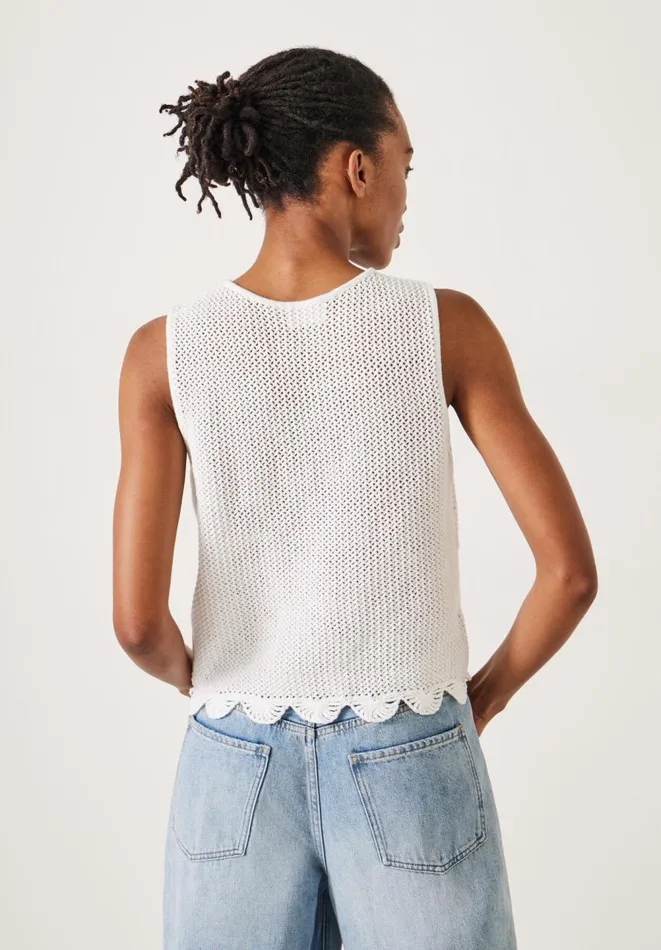 Hush Tops and Tshirts Women Adelina Crochet Scallop Edge Knitted Tank White Hush Tops and Tshirts Women Adelina Crochet Scallop Edge Knitted Tank White