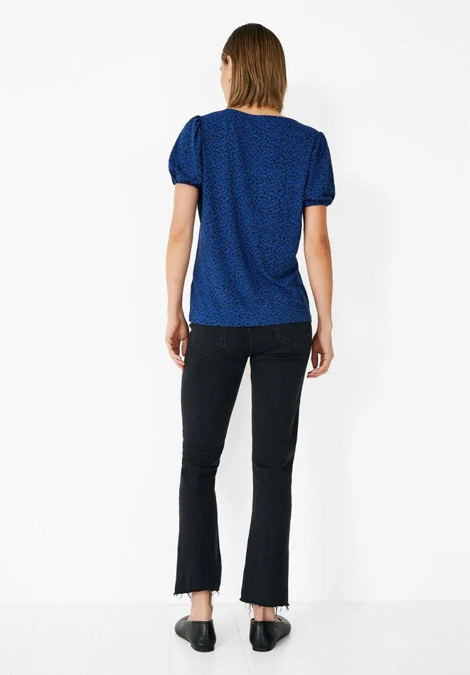 Hush Tops and Tshirts Women Ally Puff Sleeve Jersey Top Blueblack Ikat Hush Tops and Tshirts Women Ally Puff Sleeve Jersey Top Blueblack Ikat