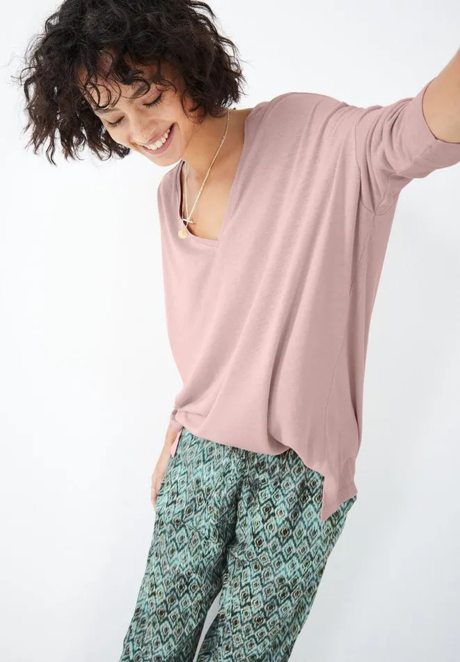 Hush Tops and Tshirts Women Chesten Linen Jersey Top Blush Hush Tops and Tshirts Women Chesten Linen Jersey Top Blush