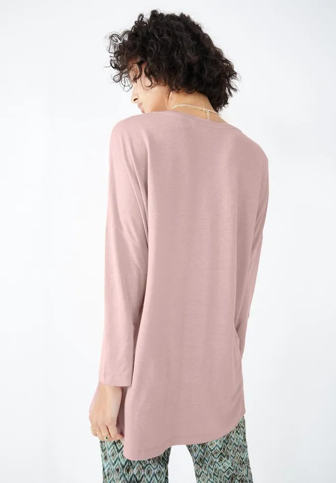 Hush Tops and Tshirts Women Chesten Linen Jersey Top Blush Hush Tops and Tshirts Women Chesten Linen Jersey Top Blush