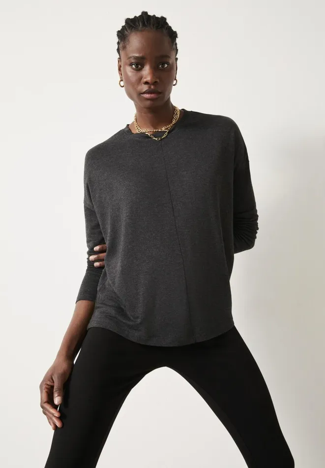 Hush Tops and Tshirts Women Dori Dolman Crew Neck Top Charcoal Marl Hush Tops and Tshirts Women Dori Dolman Crew Neck Top Charcoal Marl