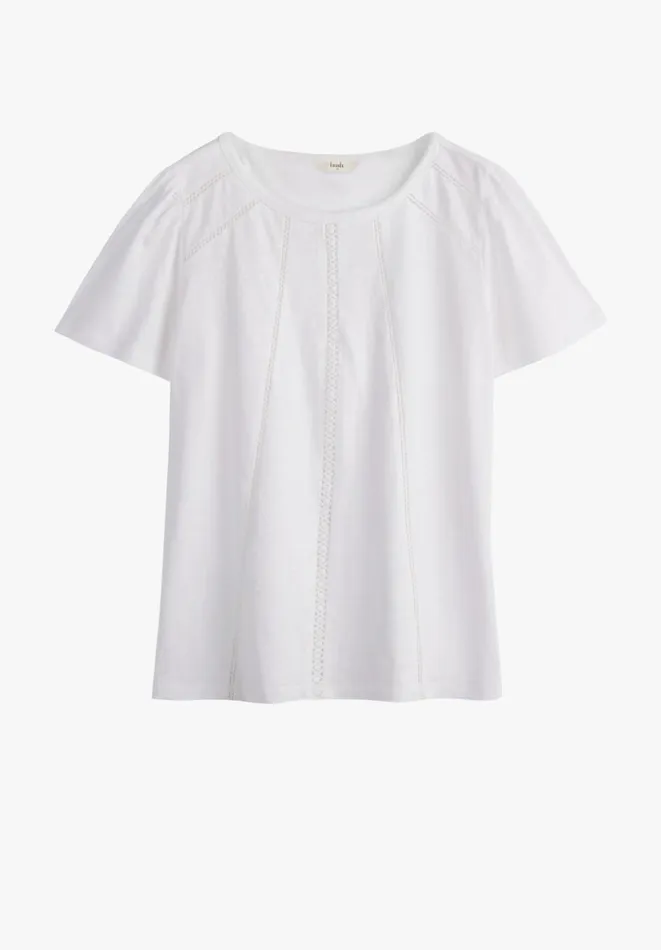 Hush Tops and Tshirts Women Hani Ladder Lace TShirt White Hush Tops and Tshirts Women Hani Ladder Lace TShirt White
