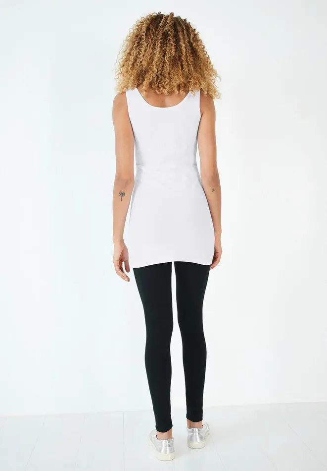 Hush Tops and Tshirts Women Longline Tank Top White Hush Tops and Tshirts Women Longline Tank Top White