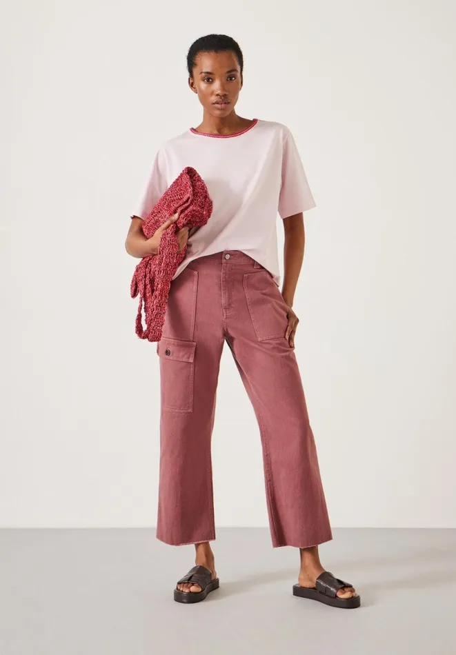 Hush Tops and Tshirts Women Lucy Crochet Trim TShirt Pale Lilac Hush Tops and Tshirts Women Lucy Crochet Trim TShirt Pale Lilac