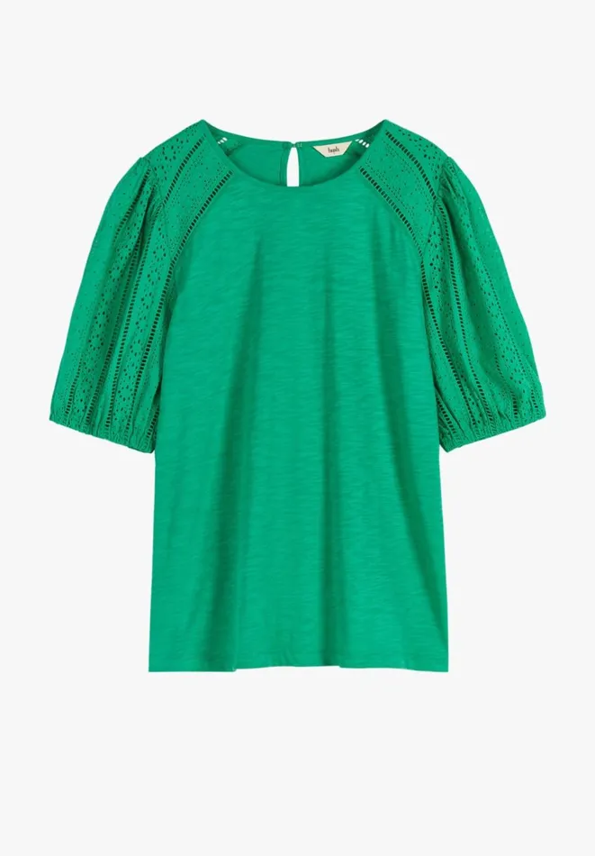 Hush Tops and Tshirts Women Tina Broderie Puff Sleeve Tee Fun Green Hush Tops and Tshirts Women Tina Broderie Puff Sleeve Tee Fun Green