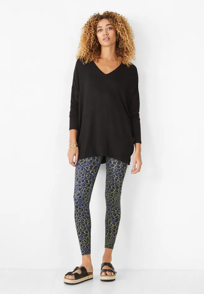 Hush Tops and Tshirts Women V Neck Wide Jersey Top Black